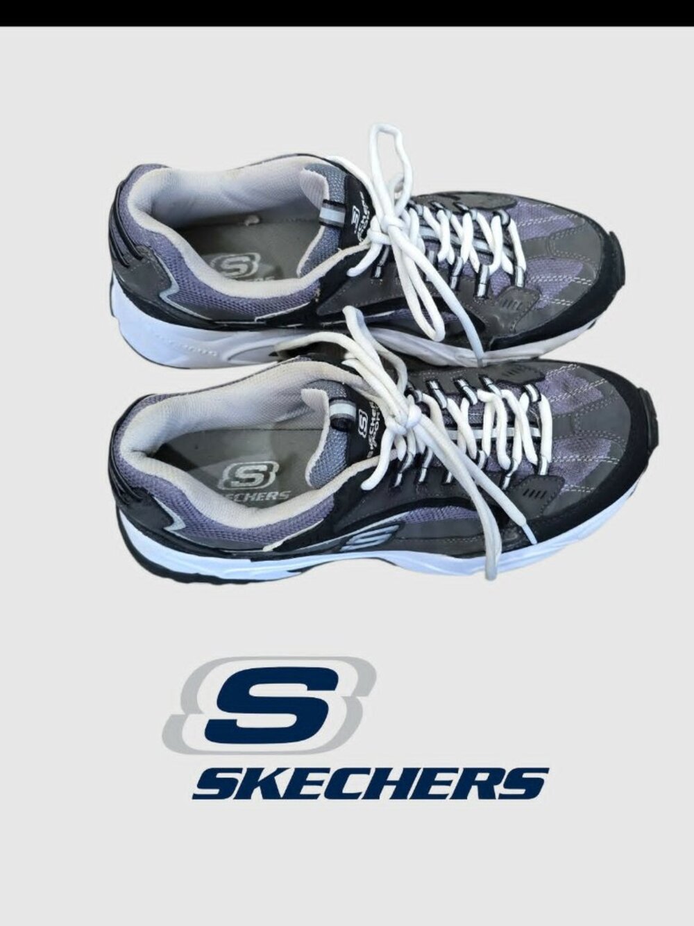 Skechers Leather Stamina Nuovo  Cutback Charcoal Athletic Sneakers Shoes Mens 11